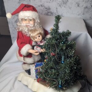 Vintage Telco Motionette 18" Animated Christmas Santa Lifting Boy Lighted WORKS